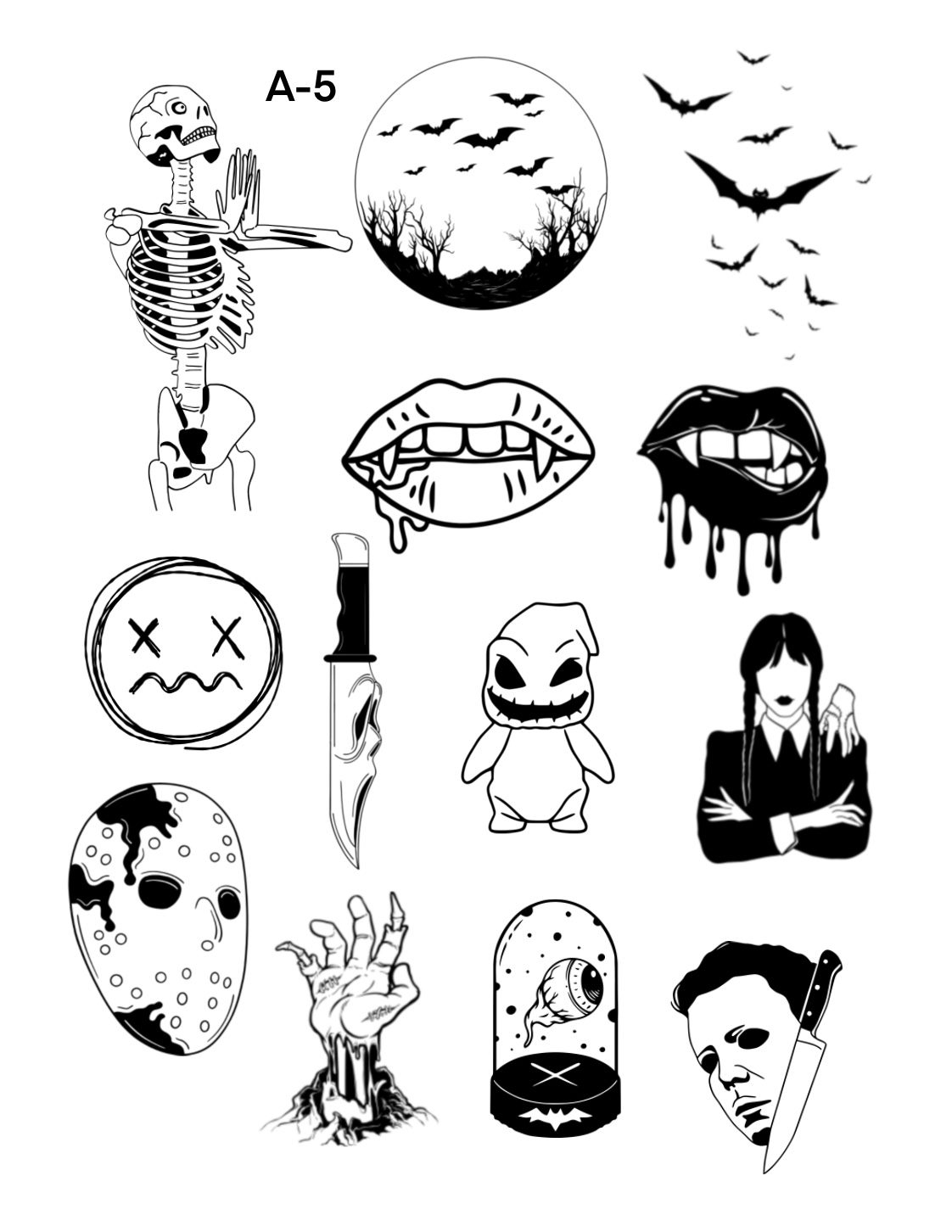 Spooky sheet 11-tattoos by Apu , Inktherapist, Chicago tattoo artist. Chicago tattoo artist- spooky ink